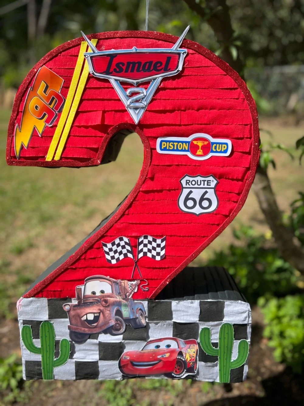 Personalized Red Lightning McQueen Number 2 Party Decoration - Cars Theme